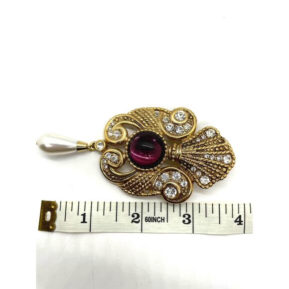 JEFF LIEB Faux Amethyst Dangle Brooch - Picture 5 of 5